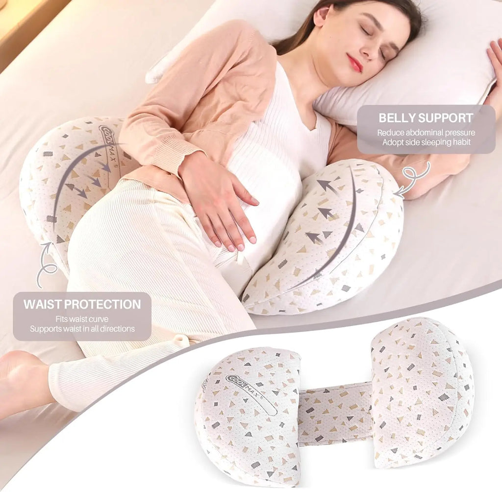 Pregnancy Pillow Maternity Pillow for Side Sleeping Comfort Full Body Support Pillow for Pregnant w/Detachable Adjustable Pillow