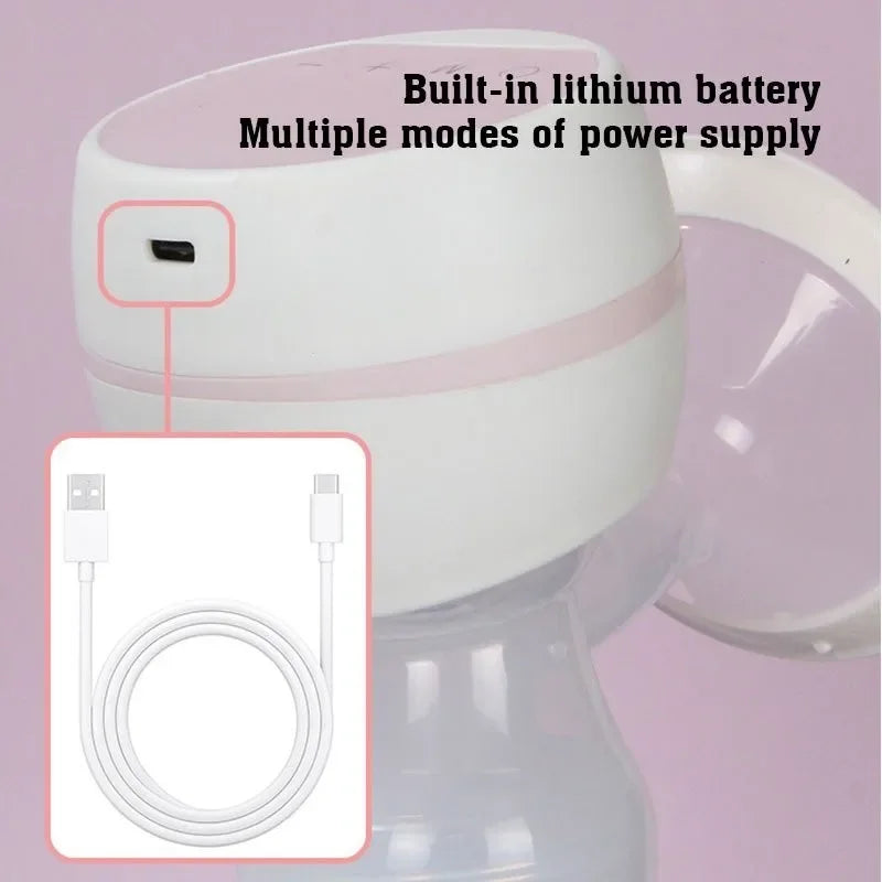 Rechargable Breast Pump Low Noise Electric Milk Puller Automatic Milker Comfort Breastfeeding Postpartum Care 180ML Milk Bottle