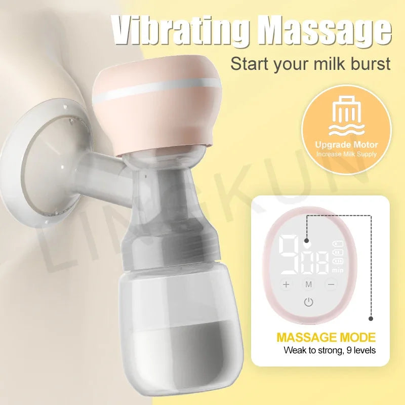 Rechargable Breast Pump Low Noise Electric Milk Puller Automatic Milker Comfort Breastfeeding Postpartum Care 180ML Milk Bottle