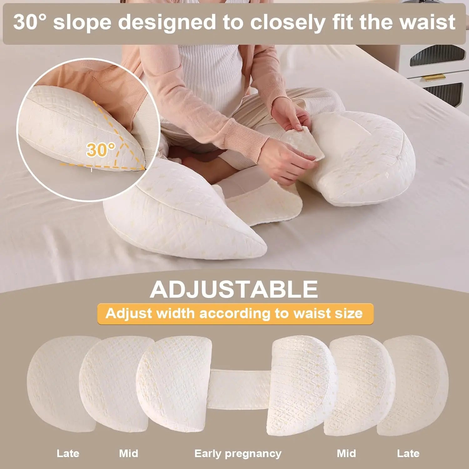 Pregnancy Pillow Maternity Pillow for Side Sleeping Comfort Full Body Support Pillow for Pregnant w/Detachable Adjustable Pillow