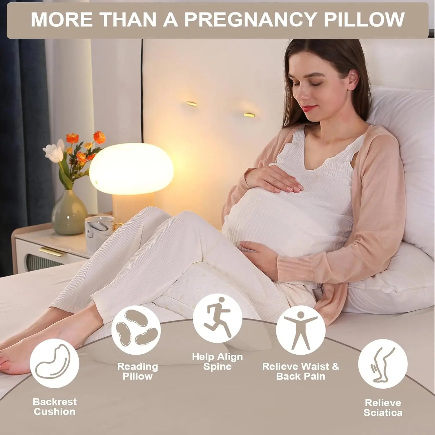 Pregnancy Pillow Maternity Pillow for Side Sleeping Comfort Full Body Support Pillow for Pregnant w/Detachable Adjustable Pillow