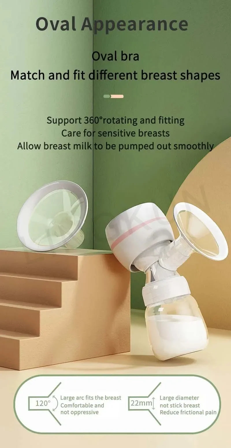 Rechargable Breast Pump Low Noise Electric Milk Puller Automatic Milker Comfort Breastfeeding Postpartum Care 180ML Milk Bottle