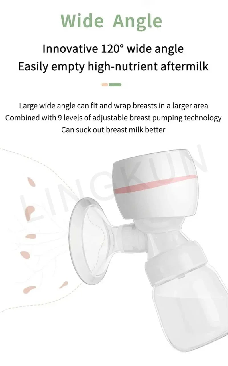 Rechargable Breast Pump Low Noise Electric Milk Puller Automatic Milker Comfort Breastfeeding Postpartum Care 180ML Milk Bottle