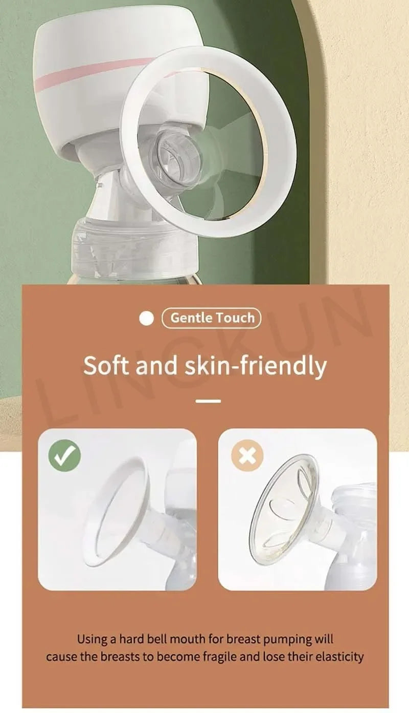 Rechargable Breast Pump Low Noise Electric Milk Puller Automatic Milker Comfort Breastfeeding Postpartum Care 180ML Milk Bottle