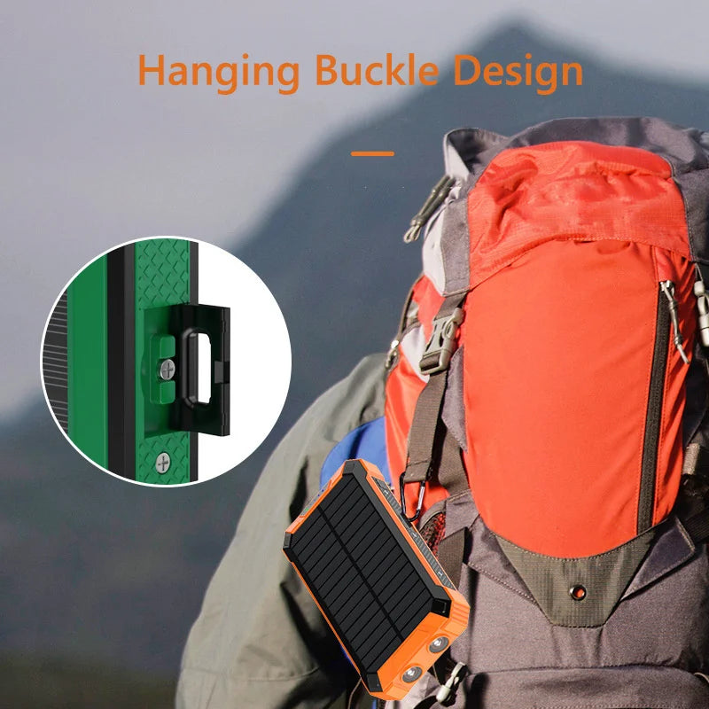 30000mAh Solar Mobile Power Bank Wireless Charger Built-in 4 Cables Six Outputs 15W Fast Charging Mobile Power Bank Suitable For