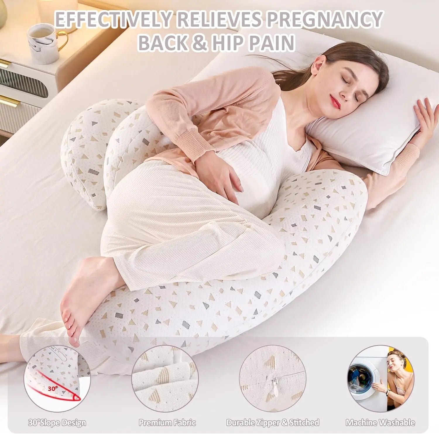 Pregnancy Pillow Maternity Pillow for Side Sleeping Comfort Full Body Support Pillow for Pregnant w/Detachable Adjustable Pillow