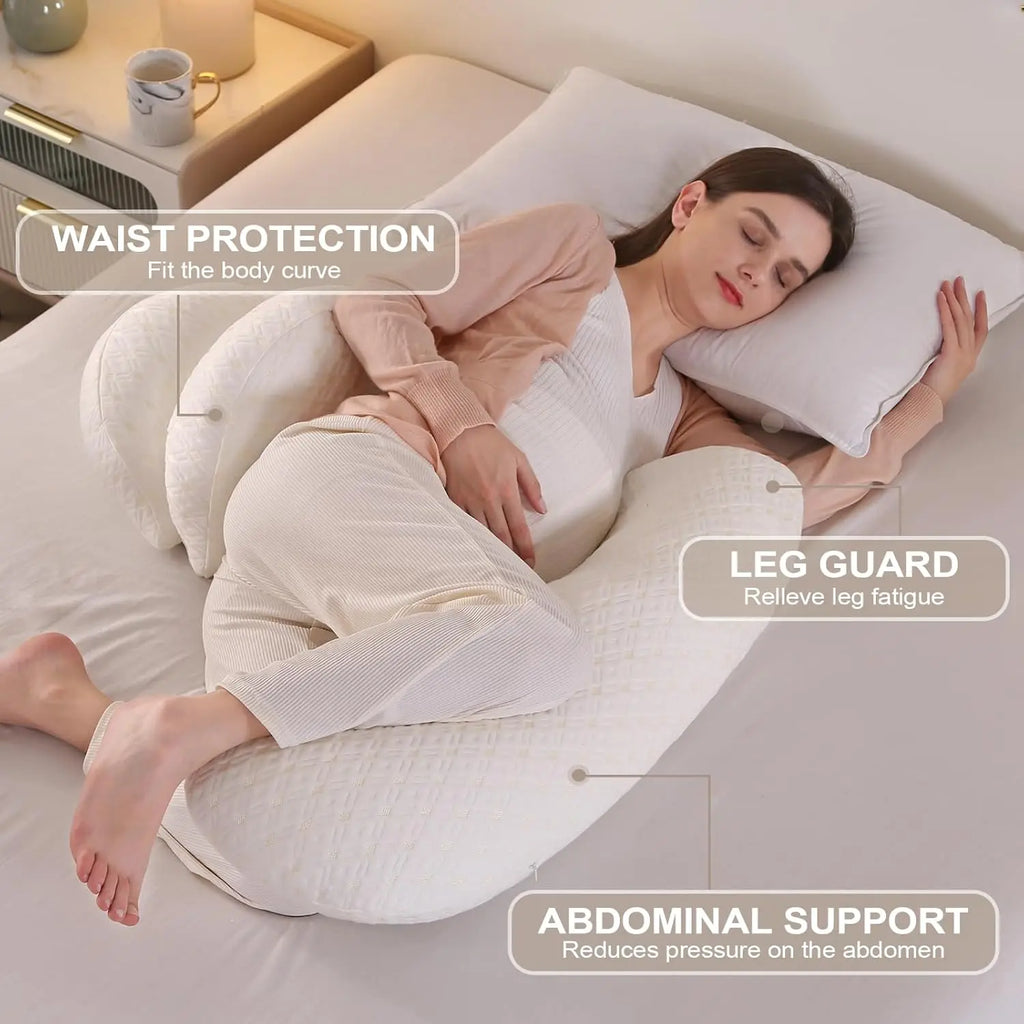 Pregnancy Pillow Maternity Pillow for Side Sleeping Comfort Full Body Support Pillow for Pregnant w/Detachable Adjustable Pillow