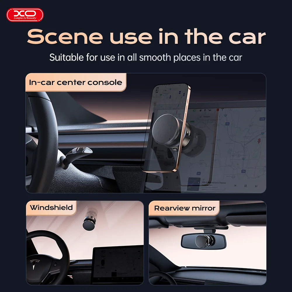 XO-C166 360° Rotatable Car Magnetic Vacuum Wireless Charger Phone Holder Charging Bracket Dashboard For iPhone Samsung Xiaomi