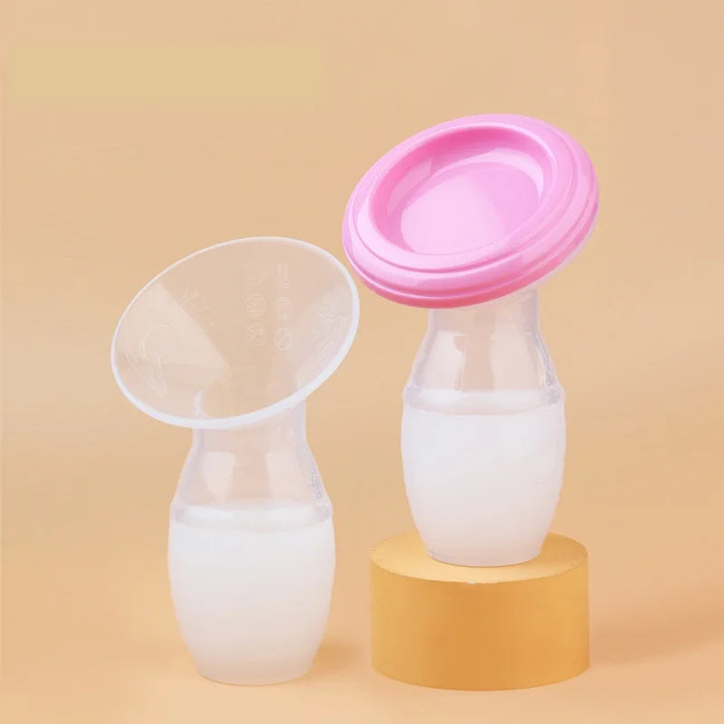 Portable silicone manual breast milk pump, breast milk storage and collection device
