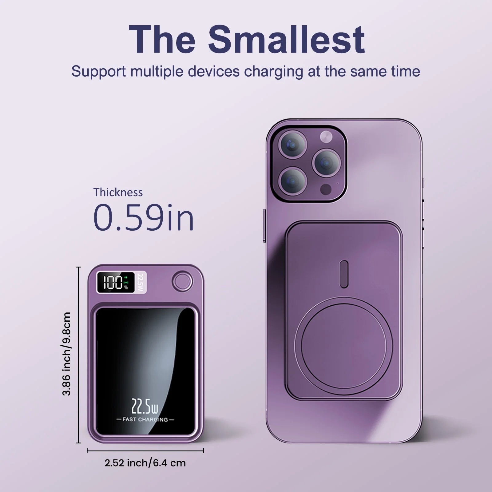 5000mAh Magnetic Power Bank Wireless Charger Portable Fast 22.5W Ultra With Type-C Cable For iPhone 16/15/14/13/12 All Series