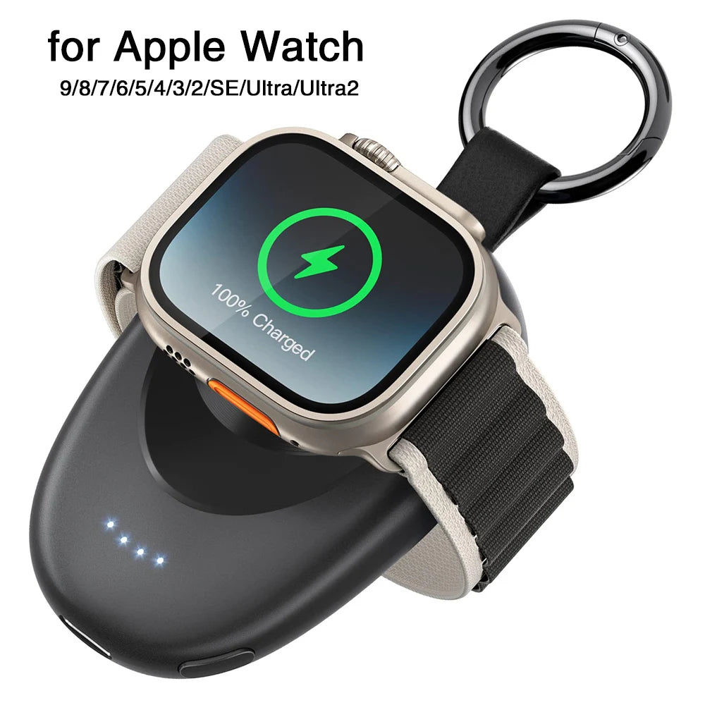 NEWDERY Battery Pack 1400mAh Portable Wireless Charger for Apple Watch Series 10 9 8 7 6 5 4 3 Ultra 2 Fast Charging Power Bank