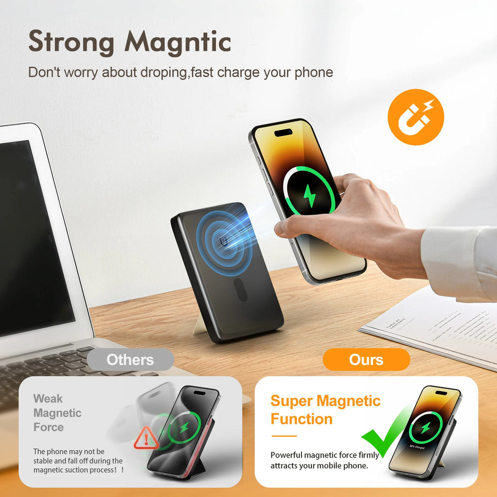 10000W Magnetic Power Bank Wireless Charger Portable Super Fast Charging 22.5W with USB C Cable For iPhone 16/15/14/13/12 Series