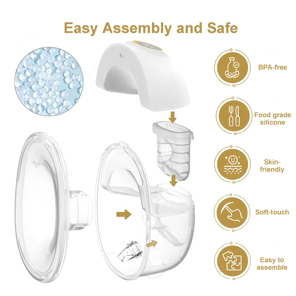 Wearable Electric Breast Pump 3 Modes 9 Suction Levels Hands Free Breast Pumps Milk Collector Painless and low noise