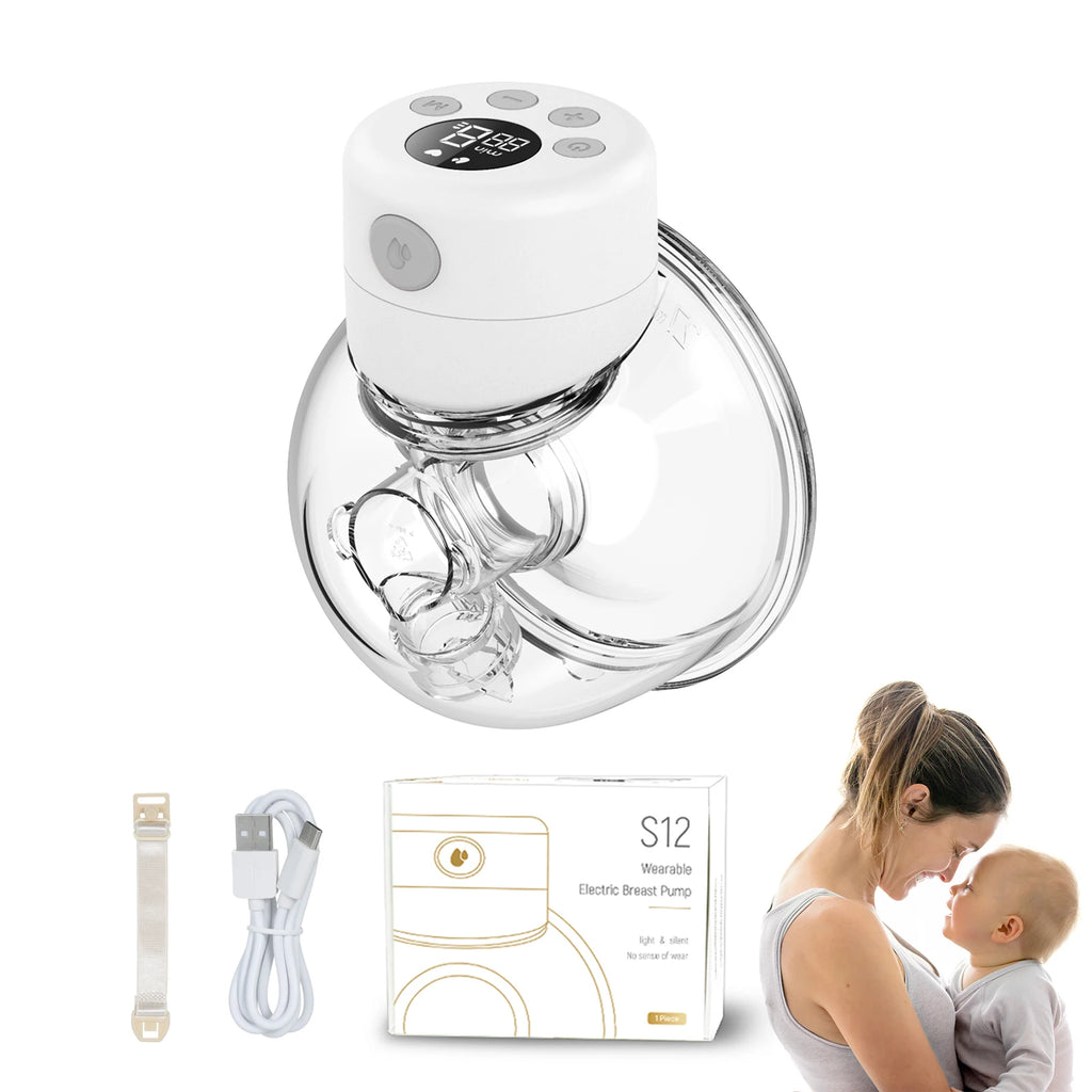 2/1pcs S12 Wearable Electric Breast Pump Silent Invisible Hands Free Breast Pump Comfort Milk Collector Milk Puller BPA-free