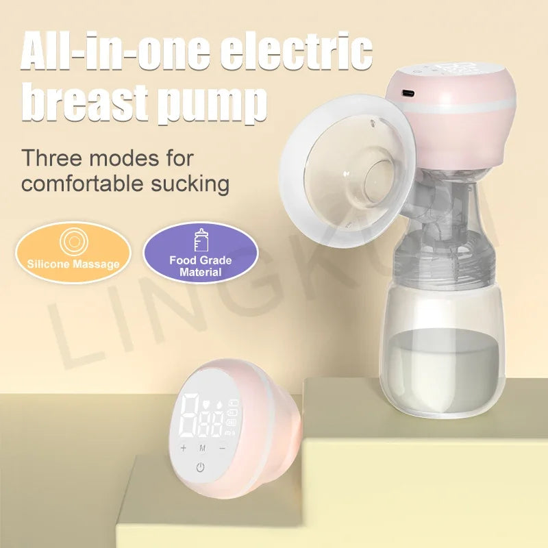 Rechargable Breast Pump Low Noise Electric Milk Puller Automatic Milker Comfort Breastfeeding Postpartum Care 180ML Milk Bottle