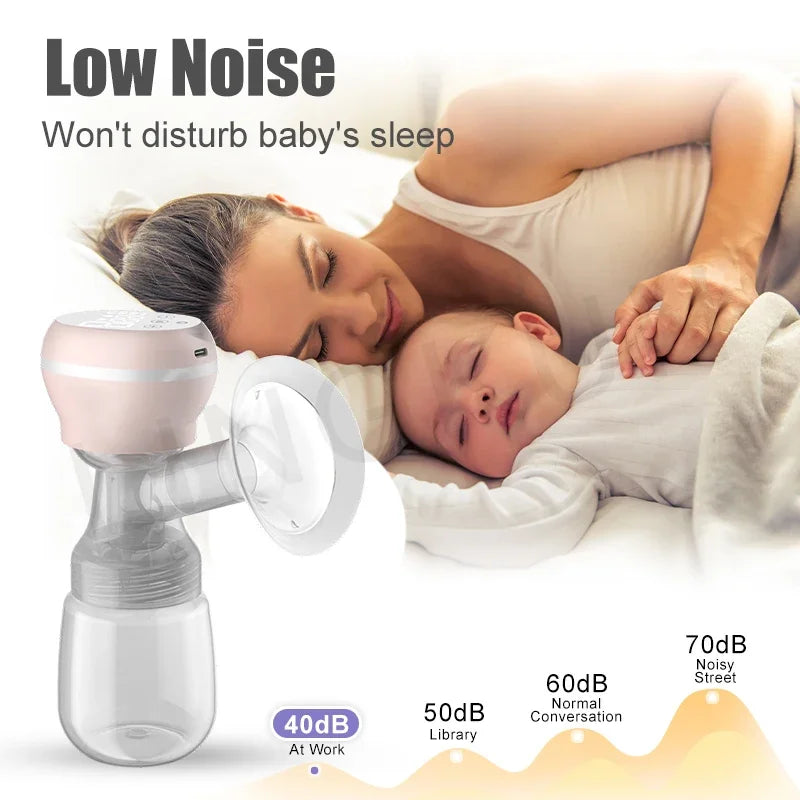 Rechargable Breast Pump Low Noise Electric Milk Puller Automatic Milker Comfort Breastfeeding Postpartum Care 180ML Milk Bottle
