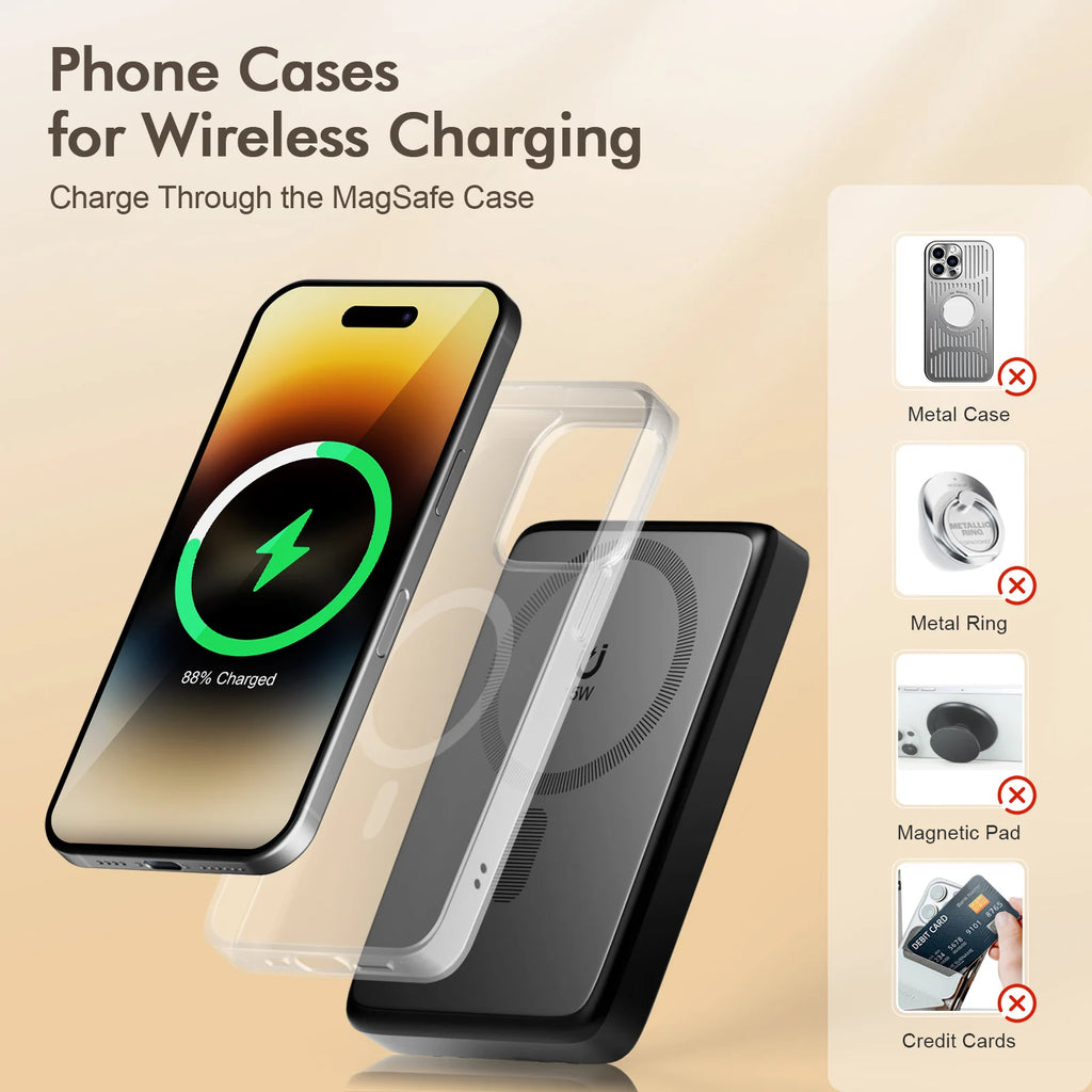 10000W Magnetic Power Bank Wireless Charger Portable Super Fast Charging 22.5W with USB C Cable For iPhone 16/15/14/13/12 Series